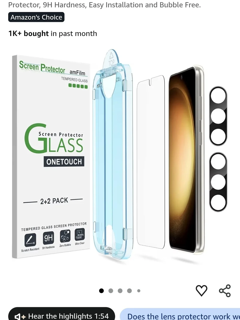 amFilm OneTouch Tempered Glass Screen Protector x3 Clear SAMSUNG GALAXY 23 PLUS